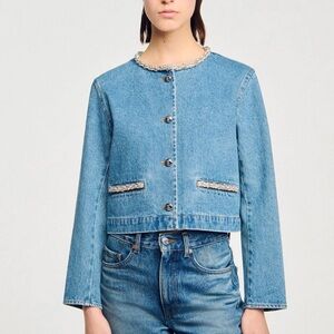 Sandro Rhinestone Denim Jacket